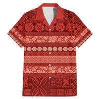 Fiji Marau na Kerisimasi Family Matching Mermaid Dress and Hawaiian Shirt Red Tapa Masi Inspired Christmas LT9 Dad's Shirt - Short Sleeve Red - Polynesian Pride