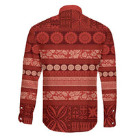 Fiji Marau na Kerisimasi Family Matching Off The Shoulder Long Sleeve Dress and Hawaiian Shirt Red Tapa Masi Inspired Christmas LT9 - Polynesian Pride