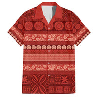 Fiji Marau na Kerisimasi Family Matching Off Shoulder Maxi Dress and Hawaiian Shirt Red Tapa Masi Inspired Christmas LT9 Dad's Shirt - Short Sleeve Red - Polynesian Pride