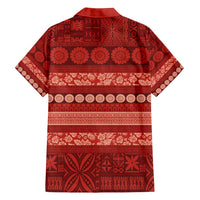 Fiji Marau na Kerisimasi Family Matching Off Shoulder Short Dress and Hawaiian Shirt Red Tapa Masi Inspired Christmas LT9 - Polynesian Pride