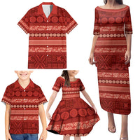 Fiji Marau na Kerisimasi Family Matching Puletasi and Hawaiian Shirt Red Tapa Masi Inspired Christmas LT9 - Polynesian Pride