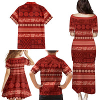 Fiji Marau na Kerisimasi Family Matching Puletasi and Hawaiian Shirt Red Tapa Masi Inspired Christmas LT9 - Polynesian Pride