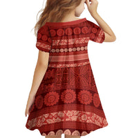 Fiji Marau na Kerisimasi Family Matching Short Sleeve Bodycon Dress and Hawaiian Shirt Red Tapa Masi Inspired Christmas LT9 - Polynesian Pride
