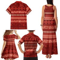 Fiji Marau na Kerisimasi Family Matching Tank Maxi Dress and Hawaiian Shirt Red Tapa Masi Inspired Christmas LT9 - Polynesian Pride