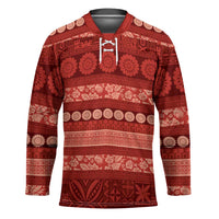 Fiji Marau na Kerisimasi Hockey Jersey Red Tapa Masi Inspired Christmas LT9 Unisex Red - Polynesian Pride