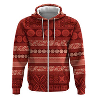 Fiji Marau na Kerisimasi Hoodie Red Tapa Masi Inspired Christmas - Polynesian Pride