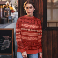 Fiji Marau na Kerisimasi Ugly Christmas Sweater Red Tapa Masi Inspired Christmas - Polynesian Pride