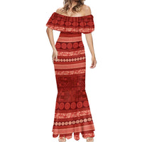 Fiji Marau na Kerisimasi Mermaid Dress Red Tapa Masi Inspired Christmas - Polynesian Pride