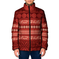 Fiji Marau na Kerisimasi Padded Jacket Red Tapa Masi Inspired Christmas - Polynesian Pride