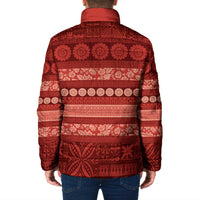 Fiji Marau na Kerisimasi Padded Jacket Red Tapa Masi Inspired Christmas - Polynesian Pride