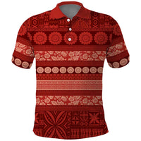 Fiji Marau na Kerisimasi Polo Shirt Red Tapa Masi Inspired Christmas LT9 Red - Polynesian Pride