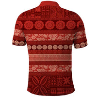 Fiji Marau na Kerisimasi Polo Shirt Red Tapa Masi Inspired Christmas - Polynesian Pride