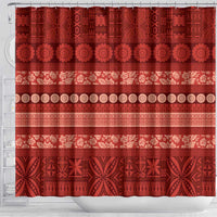 Fiji Marau na Kerisimasi Shower Curtain Red Tapa Masi Inspired Christmas - Polynesian Pride