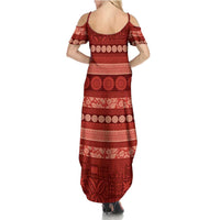 Fiji Marau na Kerisimasi Summer Maxi Dress Red Tapa Masi Inspired Christmas LT9 - Polynesian Pride