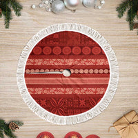 Fiji Marau na Kerisimasi Tree Skirt Red Tapa Masi Inspired Christmas - Polynesian Pride