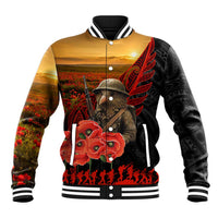 Maori Kiwi Soldier Fern Tattoo ANZAC Day Baseball Jacket Lest We Forget