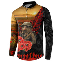 Maori Kiwi Soldier Fern Tattoo ANZAC Day Button Sweatshirt Lest We Forget