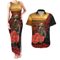 Maori Kiwi Soldier Fern Tattoo ANZAC Day Couples Matching Tank Maxi Dress and Hawaiian Shirt Lest We Forget