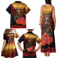 Maori Kiwi Soldier Fern Tattoo ANZAC Day Family Matching Tank Maxi Dress and Hawaiian Shirt Lest We Forget