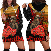 Maori Kiwi Soldier Fern Tattoo ANZAC Day Hoodie Dress Lest We Forget