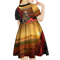 Maori Kiwi Soldier Fern Tattoo ANZAC Day Kid Short Sleeve Dress Lest We Forget