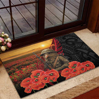 Maori Kiwi Soldier Fern Tattoo ANZAC Day Rubber Doormat Lest We Forget