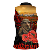 Maori Kiwi Soldier Fern Tattoo ANZAC Day Women Sleeveless Polo Shirt Lest We Forget