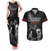 New Zealand Mother's Day Couples Matching Tank Maxi Dress and Hawaiian Shirt Maori Hongi Aroha Ahau Ki A Koe Mama LT9 Black - Polynesian Pride