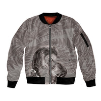 New Zealand Mother's Day Sleeve Zip Bomber Jacket Maori Mo Toku Mama Silver Fern