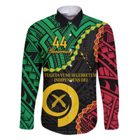 Personalised Vanuatu 44th Anniversary Family Matching Short Sleeve Bodycon Dress and Hawaiian Shirt Tugeta Yumi Selebretem Indipendens Dei LT9 Dad's Shirt - Long Sleeve Black - Polynesian Pride