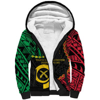 Personalised Vanuatu 44th Anniversary Sherpa Hoodie Tugeta Yumi Selebretem Indipendens Dei LT9 Unisex Black - Polynesian Pride