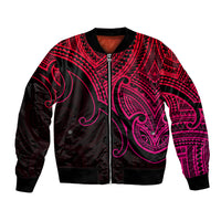 Aotearoa Maori Koru Bomber Jacket Polynesian Pacific Tribal - Pink LT9 Unisex Pink - Polynesian Pride
