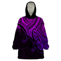 Aotearoa Maori Koru Wearable Blanket Hoodie Polynesian Pacific Tribal - Purple LT9 One Size Purple - Polynesian Pride