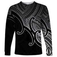 Custom Aotearoa Maori Koru Long Sleeve Shirt Polynesian Pacific Tribal - Black LT9 Unisex Black - Polynesian Pride