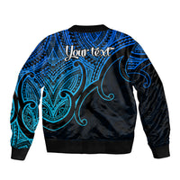 Custom Aotearoa Maori Koru Bomber Jacket Polynesian Pacific Tribal - Blue LT9 - Polynesian Pride