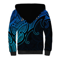 Custom Aotearoa Maori Koru Sherpa Hoodie Polynesian Pacific Tribal - Blue LT9 - Polynesian Pride