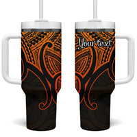 Personalised Aotearoa Papua Shell Tumbler With Handle Gold Polynesian Pacific Tribal