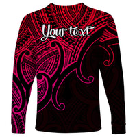 Custom Aotearoa Maori Koru Long Sleeve Shirt Polynesian Pacific Tribal - Pink LT9 - Polynesian Pride