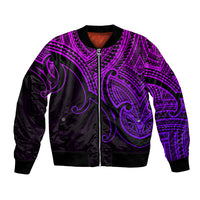 Custom Aotearoa Maori Koru Bomber Jacket Polynesian Pacific Tribal - Purple LT9 Unisex Purple - Polynesian Pride