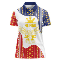 Philippines Flag Day Women Polo Shirt Filipino Traditional Igorot Tribal Pattern