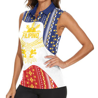 Philippines Flag Day Women Sleeveless Polo Shirt Filipino Traditional Igorot Tribal Pattern LT9 - Polynesian Pride