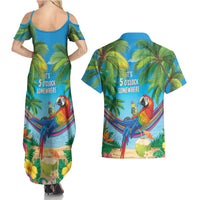 5 Oclock Somewhere Couples Matching Summer Maxi Dress and Hawaiian Shirt Hawaii Parrots Cocktail Summer Beach Vibe LT9 - Polynesian Pride