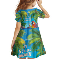 5 Oclock Somewhere Family Matching Off Shoulder Short Dress and Hawaiian Shirt Hawaii Parrots Cocktail Summer Beach Vibe - Polynesian Pride