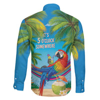5 Oclock Somewhere Family Matching Off Shoulder Short Dress and Hawaiian Shirt Hawaii Parrots Cocktail Summer Beach Vibe - Polynesian Pride