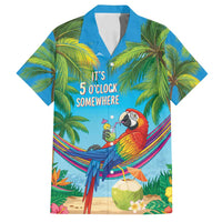 5 Oclock Somewhere Family Matching Summer Maxi Dress and Hawaiian Shirt Hawaii Parrots Cocktail Summer Beach Vibe LT9 Dad's Shirt - Short Sleeve Blue - Polynesian Pride