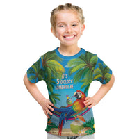 5 Oclock Somewhere Kid T Shirt Hawaii Parrots Cocktail Summer Beach Vibe LT9 Blue - Polynesian Pride