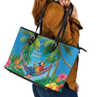5 Oclock Somewhere Leather Tote Bag Hawaii Parrots Cocktail Summer Beach Vibe LT9 - Polynesian Pride