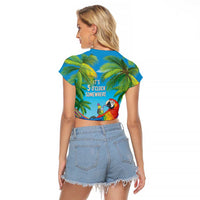 5 Oclock Somewhere Raglan Cropped T Shirt Hawaii Parrots Cocktail Summer Beach Vibe LT9 - Polynesian Pride