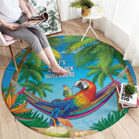 5 Oclock Somewhere Round Carpet Hawaii Parrots Cocktail Summer Beach Vibe LT9 - Polynesian Pride