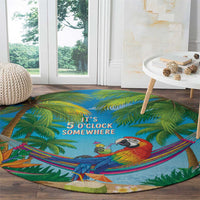 5 Oclock Somewhere Round Carpet Hawaii Parrots Cocktail Summer Beach Vibe LT9 - Polynesian Pride